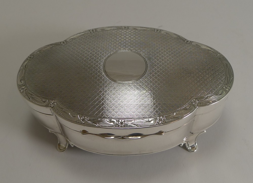 Beautiful Large Antique English Sterling Silver Jewellery Box by Goldsmiths and Silversmiths Co.