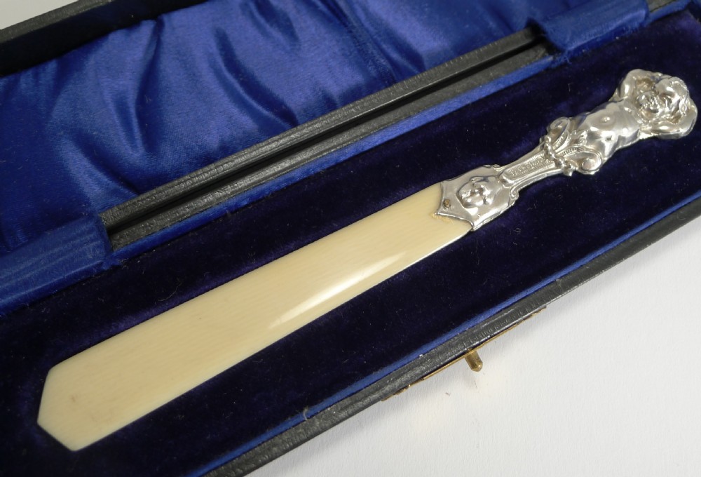 Antique English Letter Opener - Sterling Silver Cherub - 1906 View VII