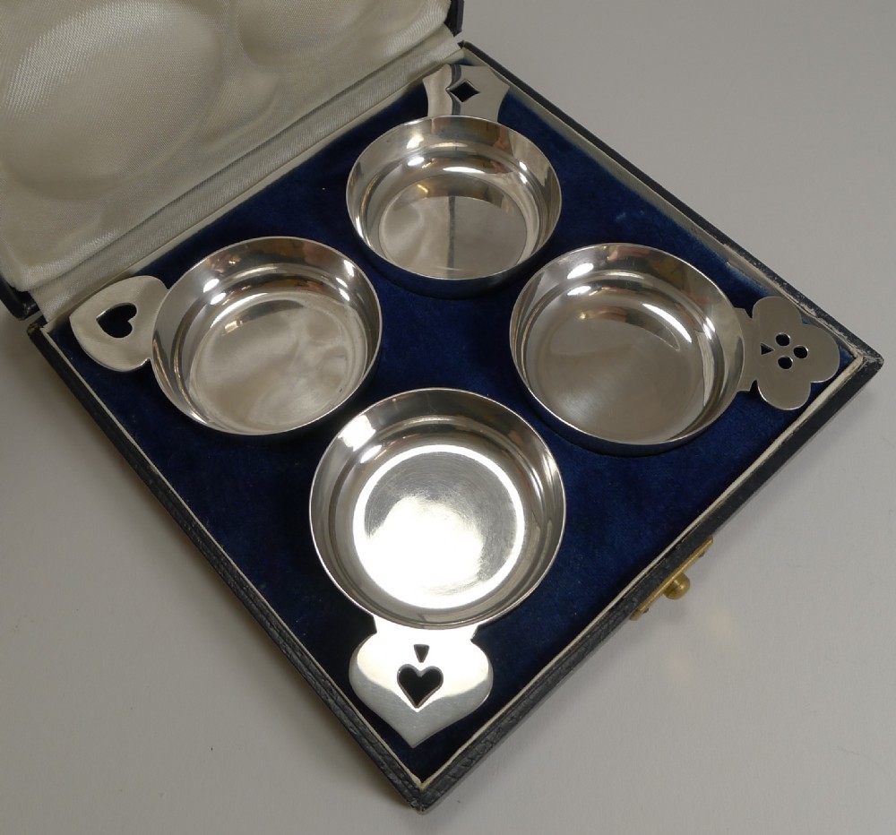 Set Four Novelty Sterling Silver Wine Tasters - Tetard Freres, Paris