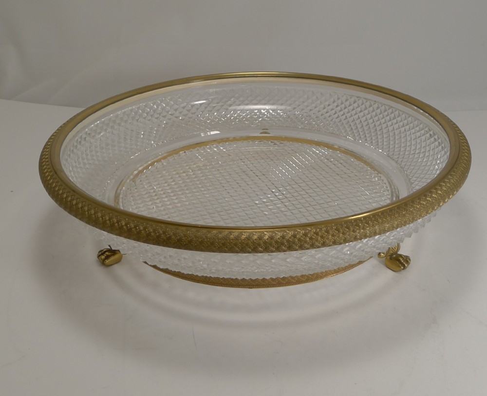 Large French Cut Crystal and Gilded Bronze Centrepiece Dish or Bowl c.1890