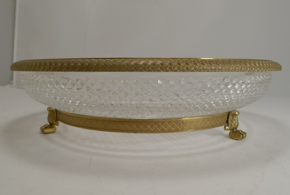 Large French Cut Crystal and Gilded Bronze Centrepiece Dish or Bowl c.1890 View III