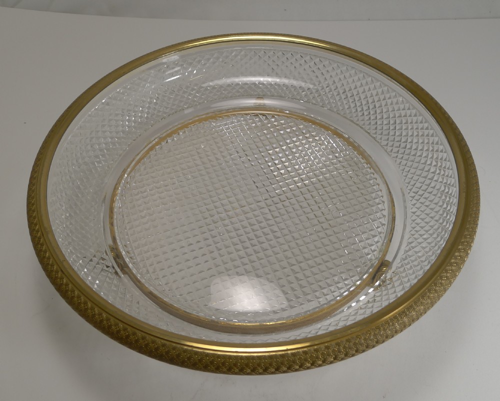 Large French Cut Crystal and Gilded Bronze Centrepiece Dish or Bowl c.1890 View IV