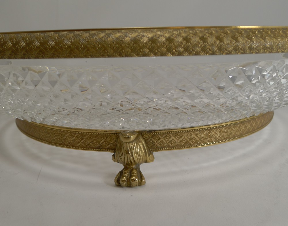Large French Cut Crystal and Gilded Bronze Centrepiece Dish or Bowl c.1890 View VI