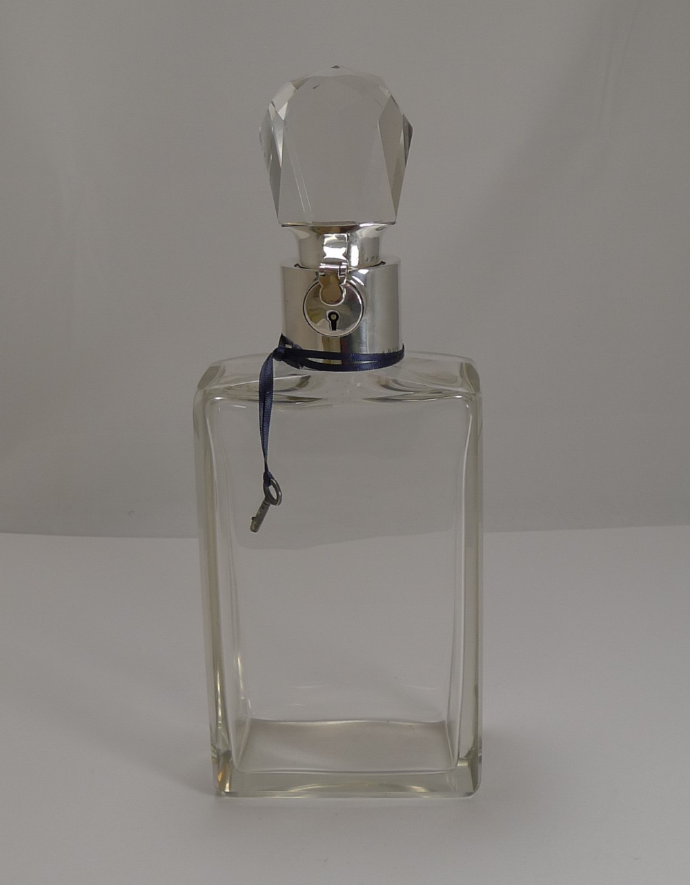 Large Art Deco Sterling Silver Lockable Decanter by Asprey - 1918