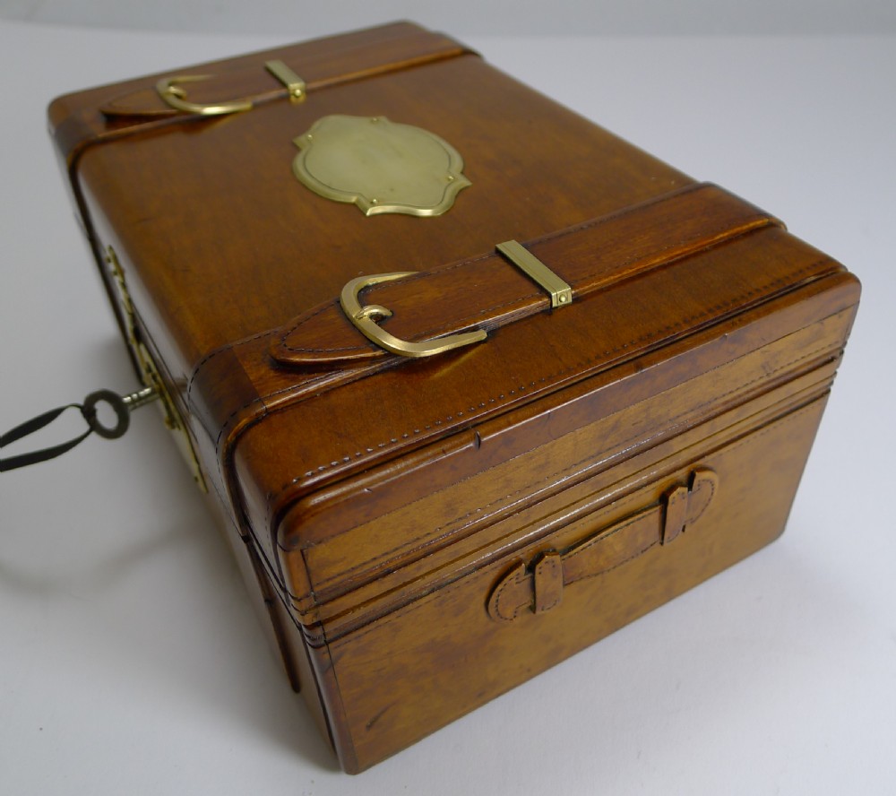 Hand Carved French Jewellery Box - Miniature Trunk c.1880 View III