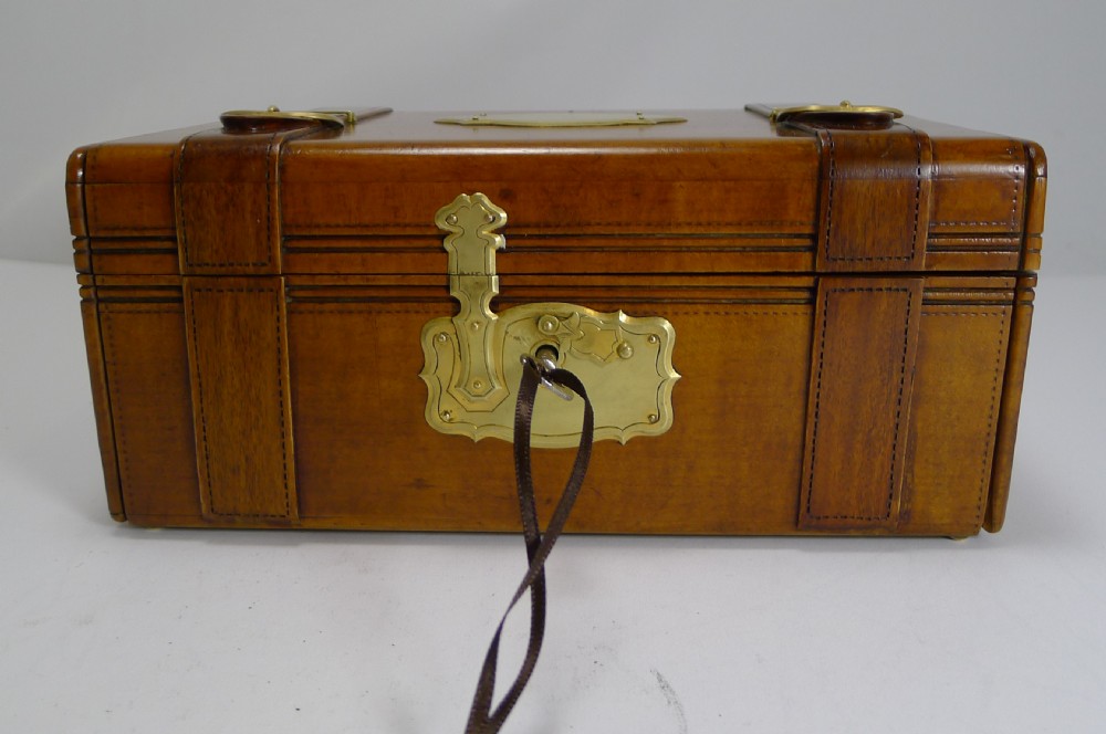 Hand Carved French Jewellery Box - Miniature Trunk c.1880 View VI