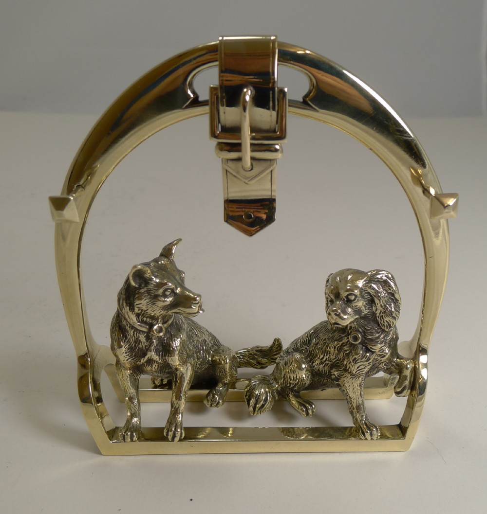 Antique English Novelty Pen Rest - Equestrian and Dogs c.1880
