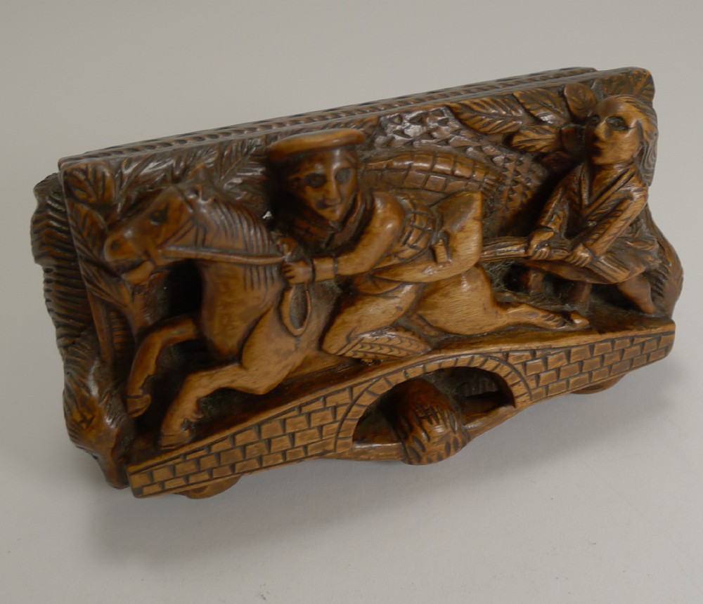 19th Century Scottish Hand Carved Table Snuff Box - Tam O'Shanter
