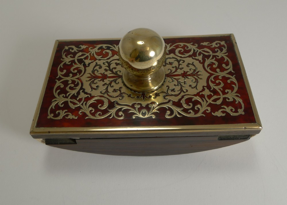 Antique English Boulle Rocking Desk Blotter c.1880 View II