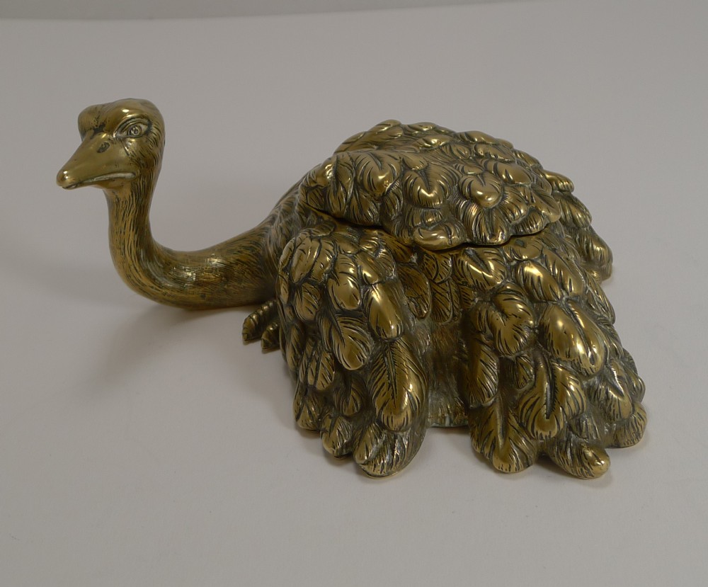 Rare Antique English Novelty Inkwell - Ostrich - 1888