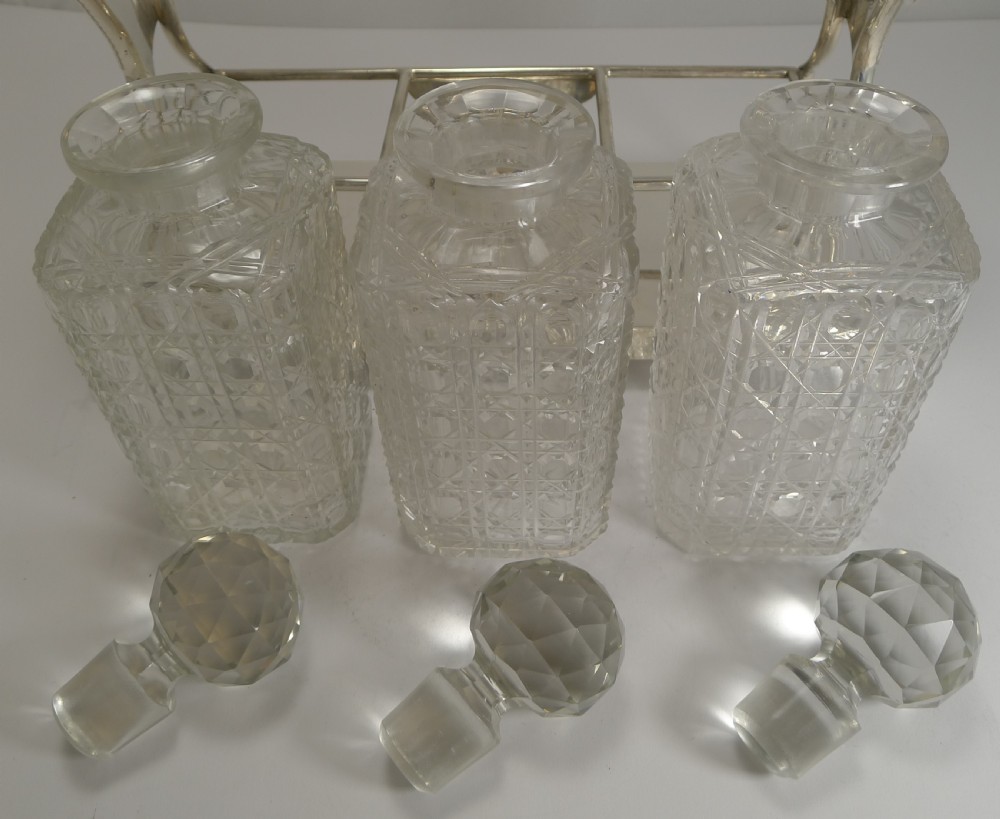 Antique English Three Bottle Tantalus by John Bishop Chatterley c.1910 View VI