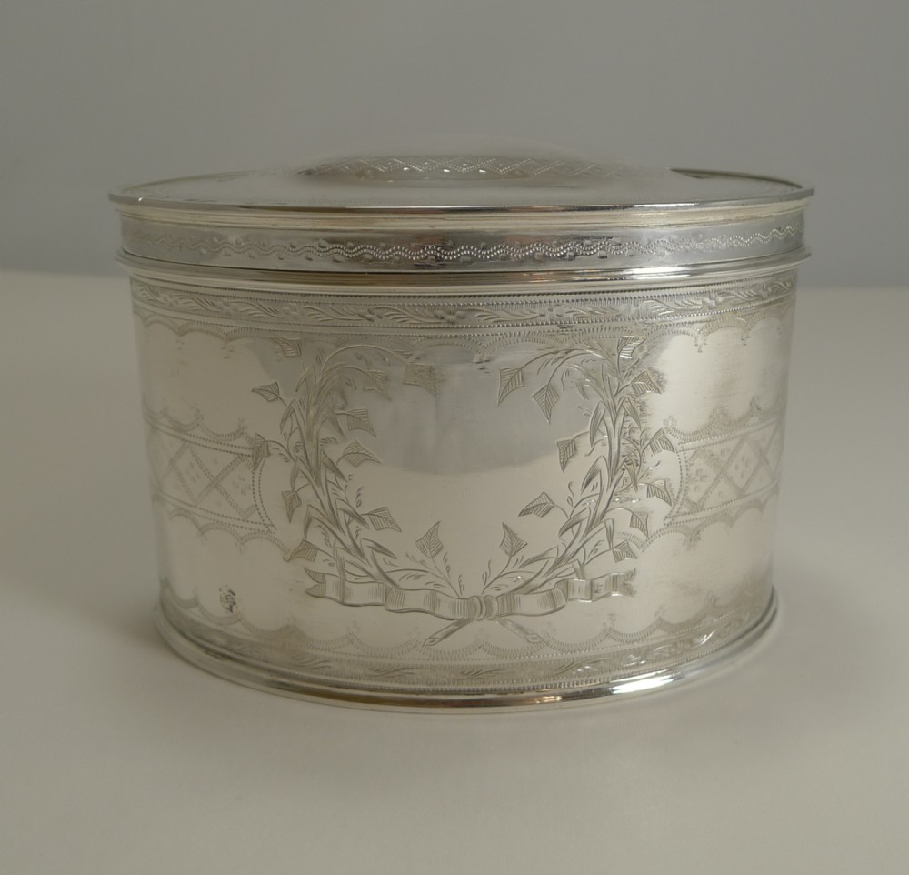 Quality Large Antique English Silver Plated Tea Caddy c.1900