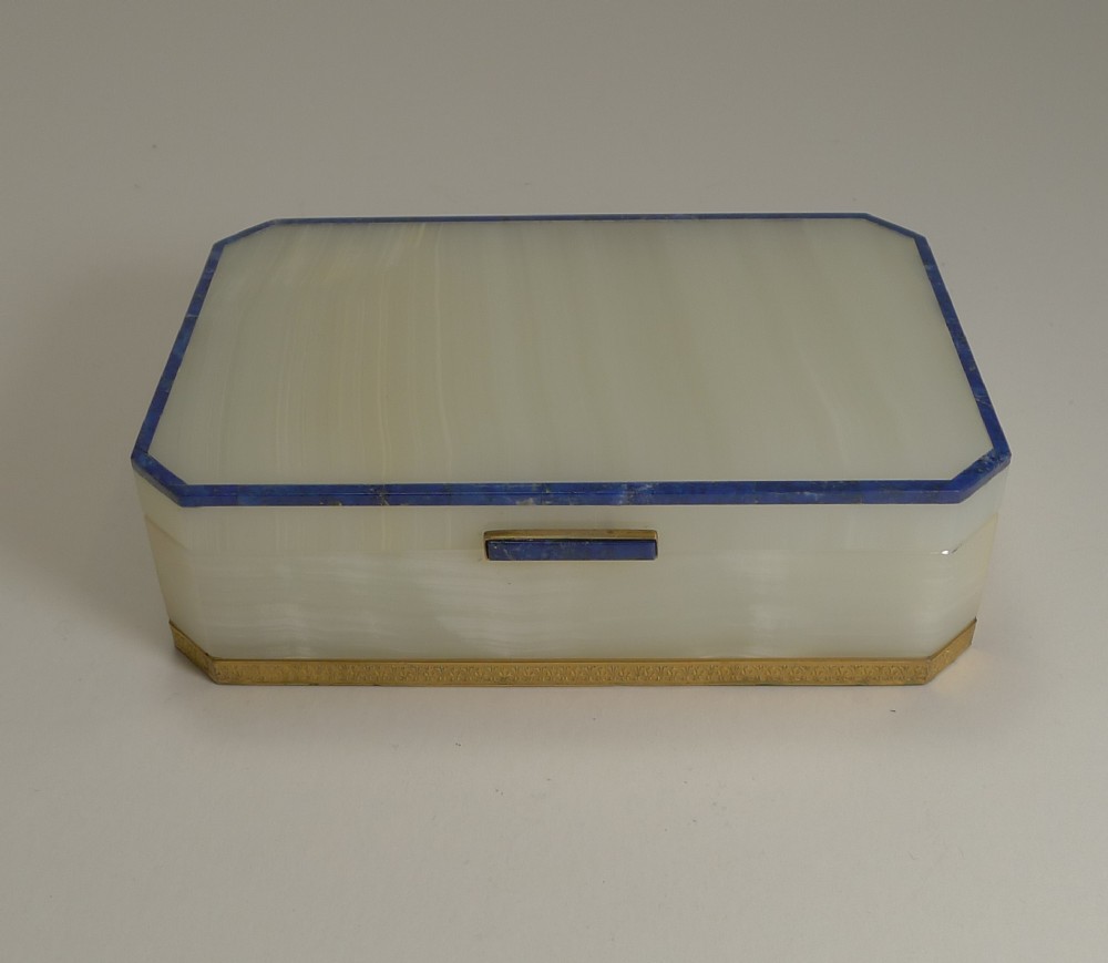 Art Deco English White Onyx and Lapis Lazuli by Henry Griffiths