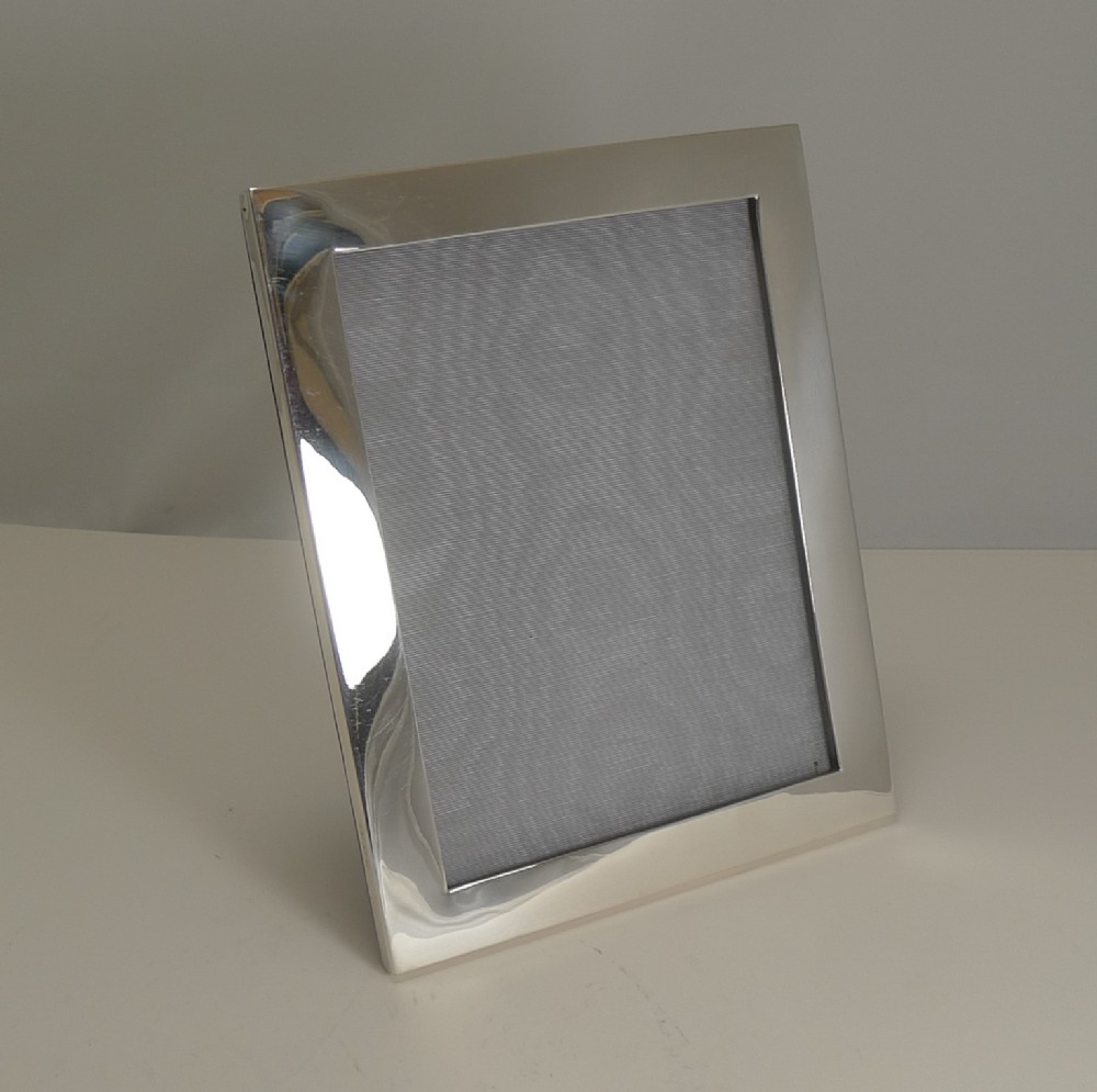 Smart Large Antique English Sterling Silver Photograph Frame - 1916