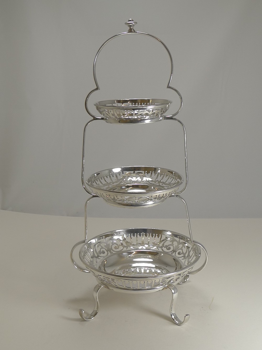 Antique English Silver Plated Graduated Cake Stand c.1900