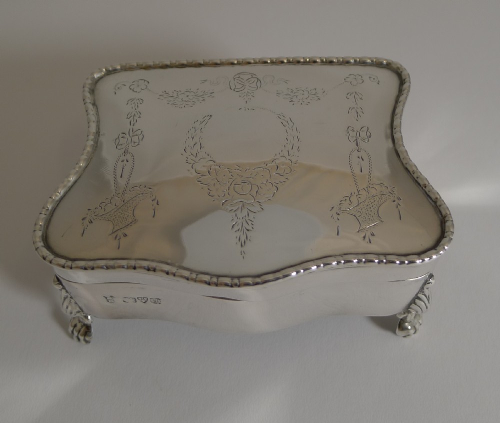 Antique English Sterling Silver Jewellery Box - 1911