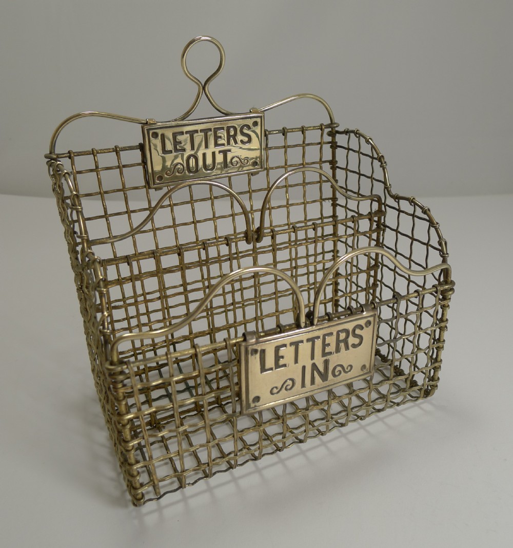 Victorian English Brass Mesh Letters Box or Caddy c.1880