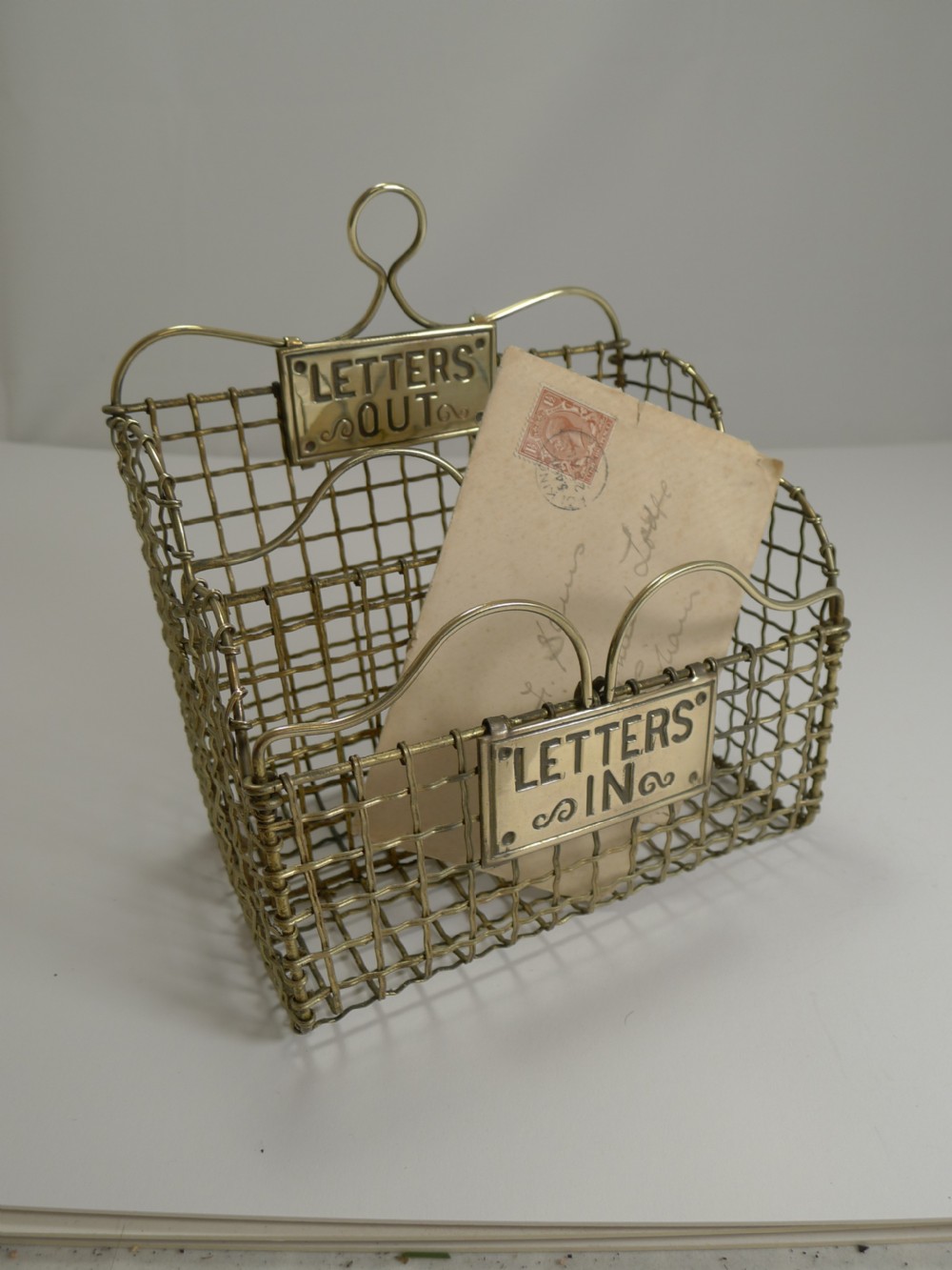 Victorian English Brass Mesh Letters Box or Caddy c.1880 View VI