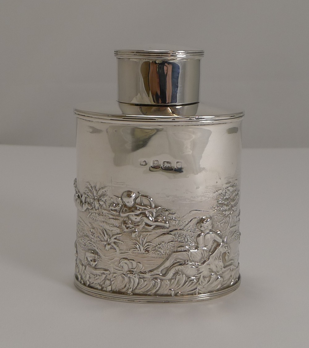 Stunning Antique English Sterling Silver Tea Caddy