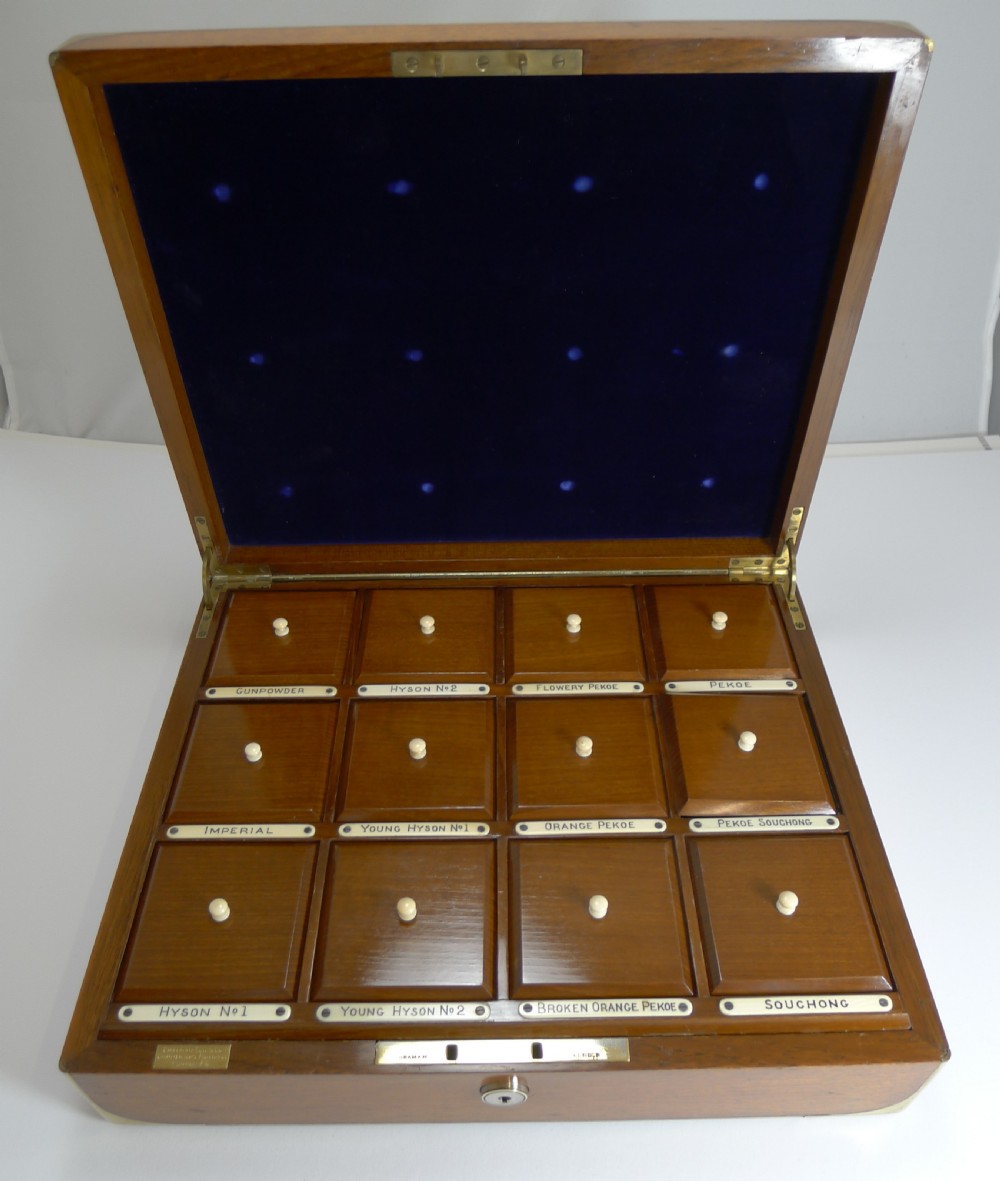 Rare Brass Bound Military Style Tea Sample Box / Caddy by Chapman Son & Co., London