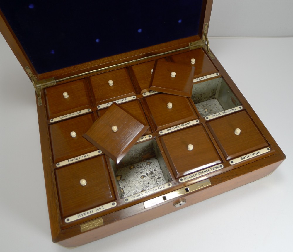 Rare Brass Bound Military Style Tea Sample Box / Caddy by Chapman Son & Co., London View VI