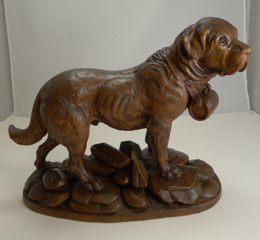Huge Grand Black Forest Carving - St Bernard Dog c.1900