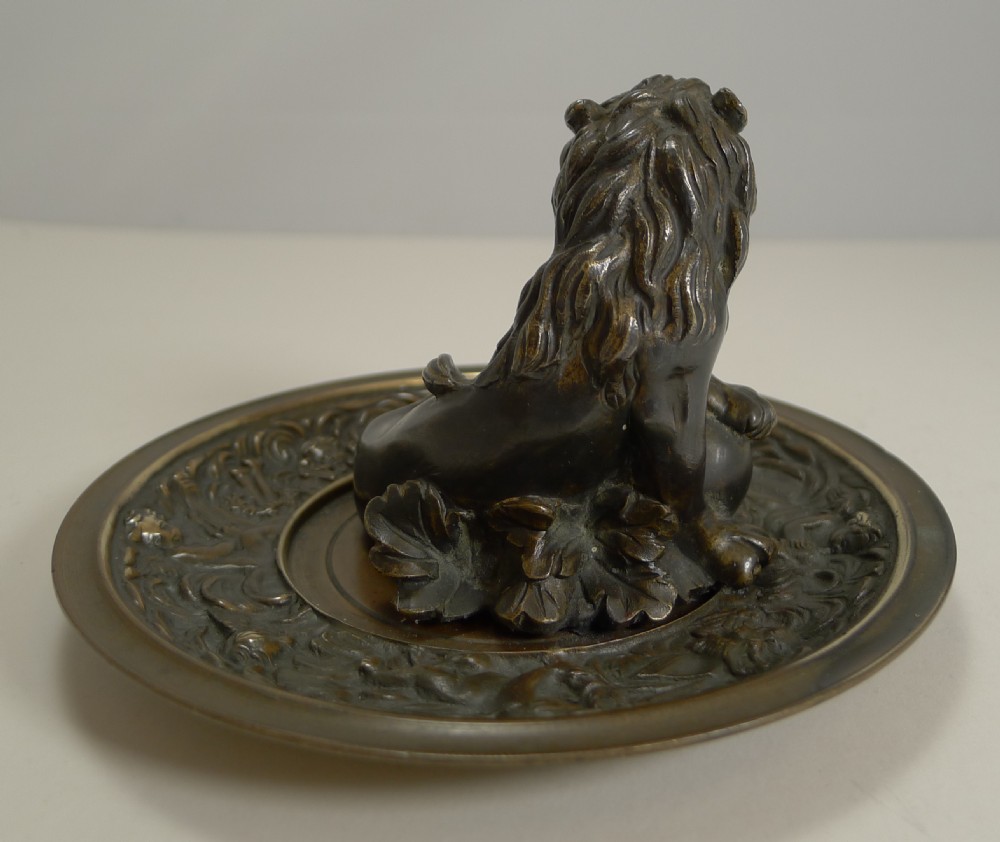 Fine and Grand Antique English Bronze Dish - Lion c.1860 View VI