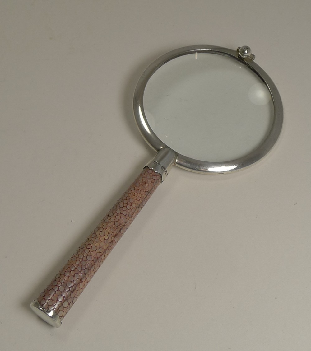 English Sterling Silver and Shagreen Magnifying Glass - 1929