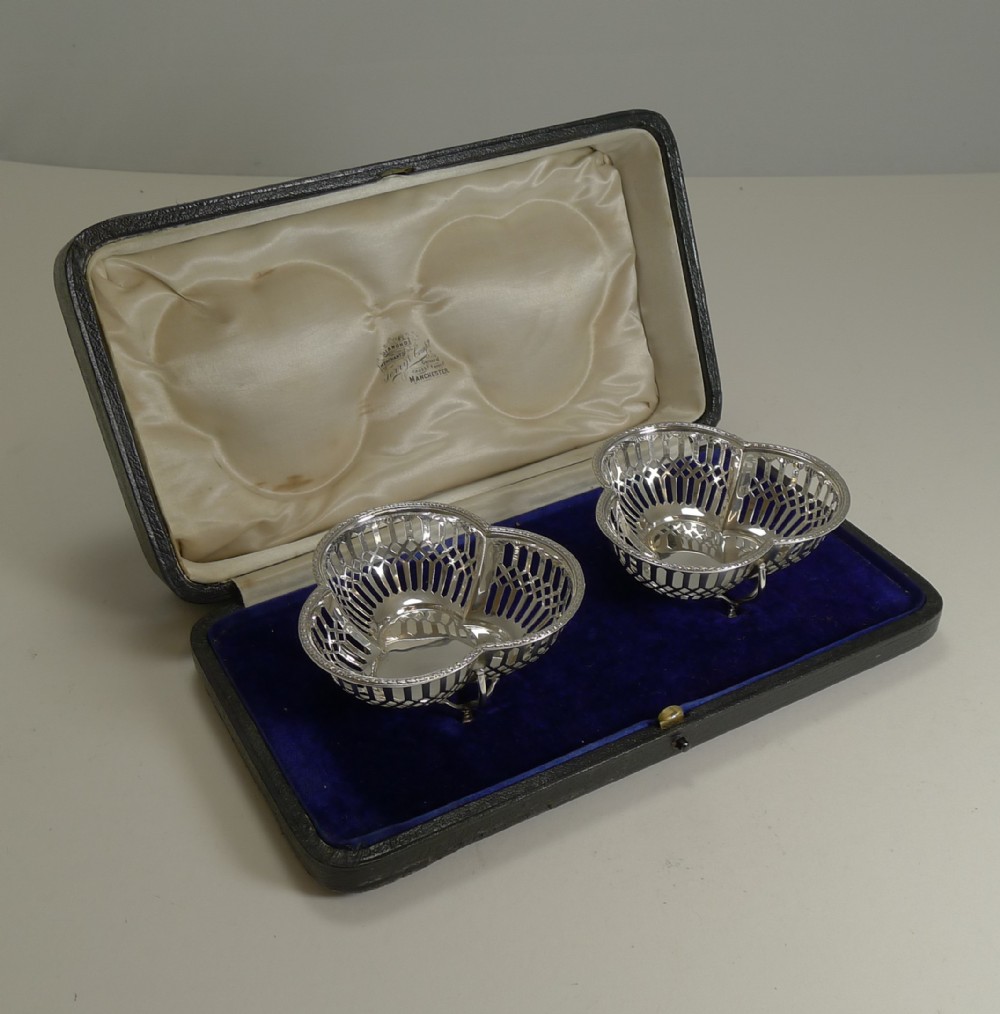 Pair Cased English Sterling Silver baskets - 1910