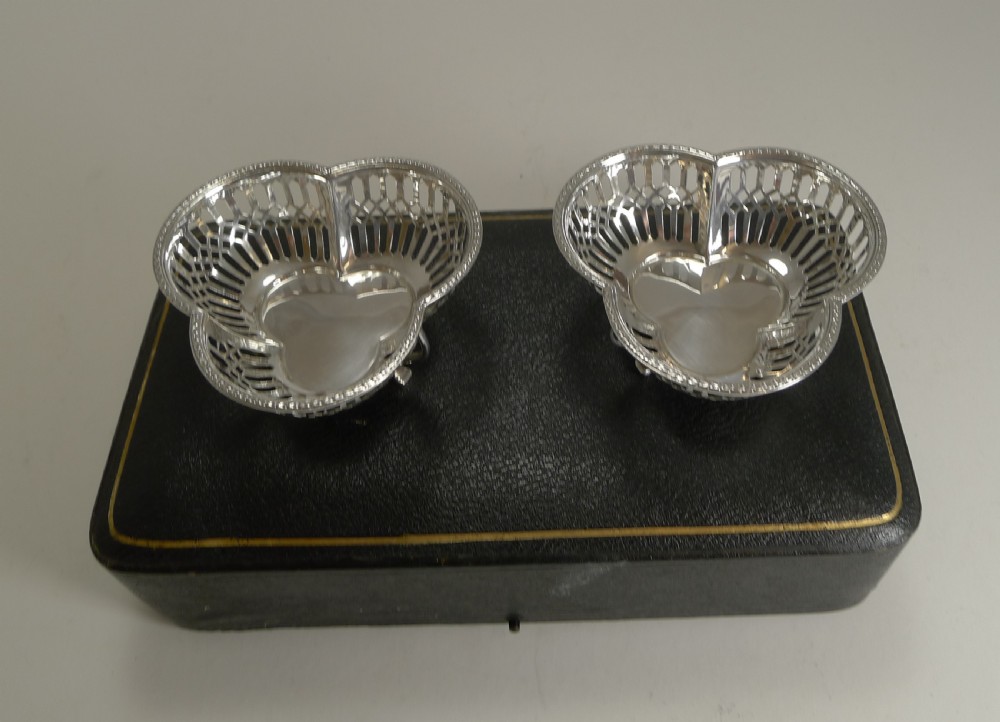 Pair Cased English Sterling Silver baskets - 1910 View IV