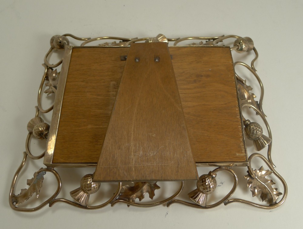 Antique Scottish Brass Photograph Frame - Thistles c.1890 View V