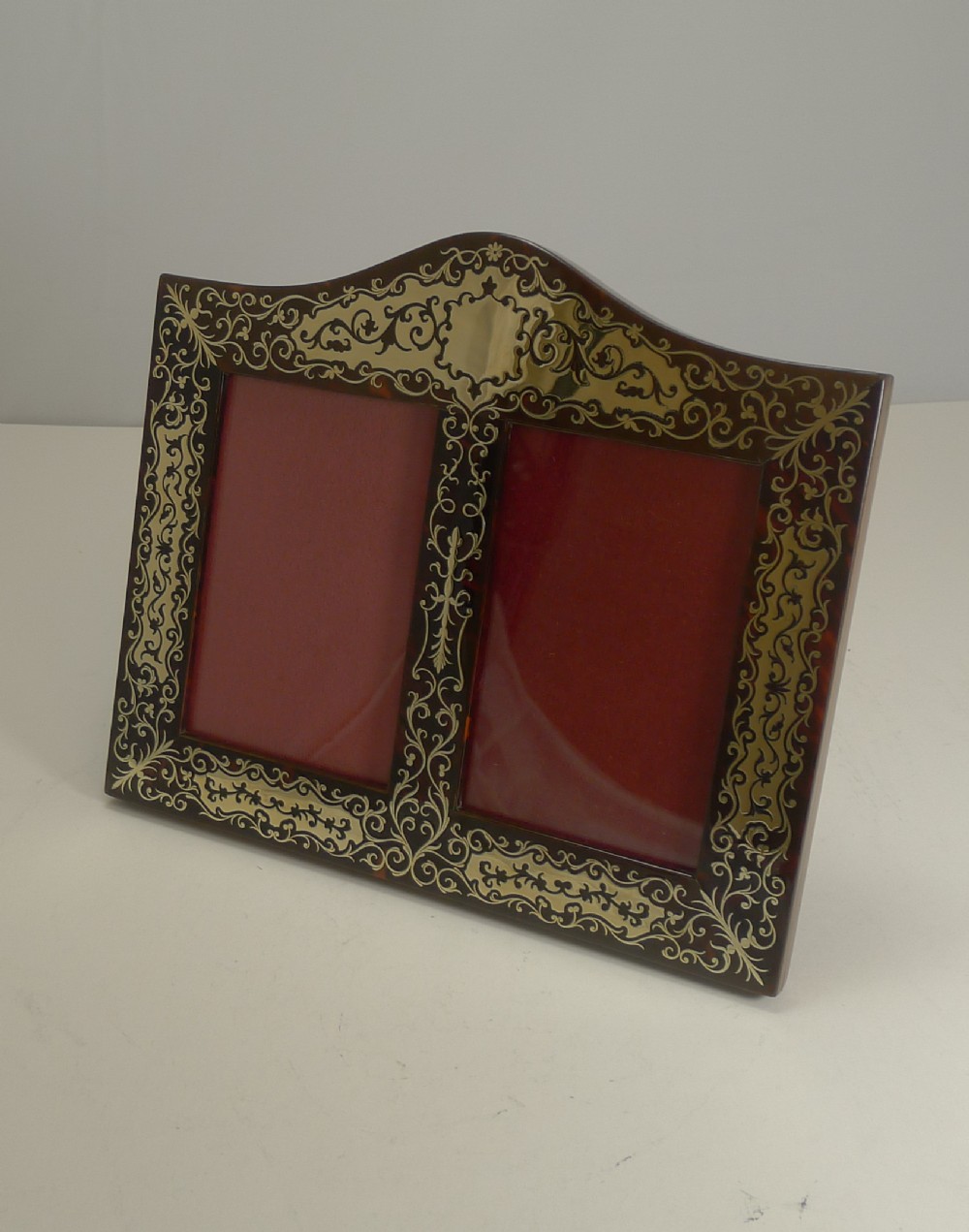 Smart Antique Boulle Double Photograph Frame by Vickery c.1900