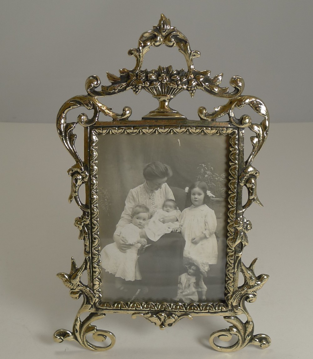 Pretty Antique English Cast Brass Photograph Frame c.1880