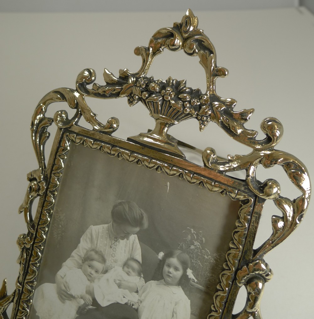 Pretty Antique English Cast Brass Photograph Frame c.1880 View III