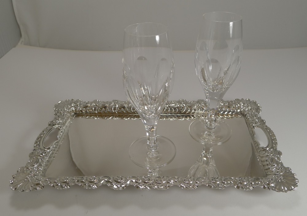 Small Antique English Sterling Silver Serving Tray - 1898 View II