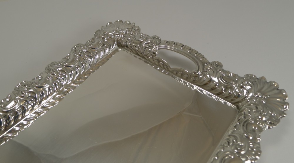 Small Antique English Sterling Silver Serving Tray - 1898 View IV