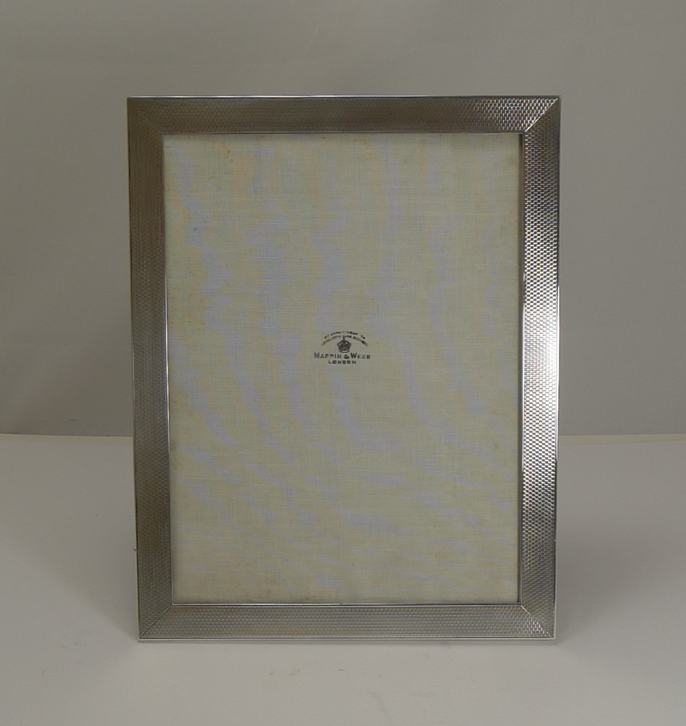 Large Engine Turned Sterling Silver Photograph Frame by Mappin & Webb
