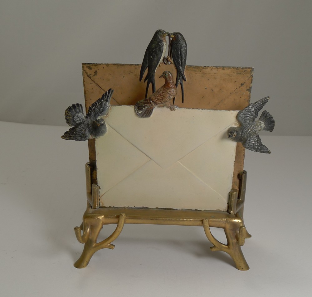 Rare Cold Painted Vienna Bronze Letter Rack or Holder c.1890