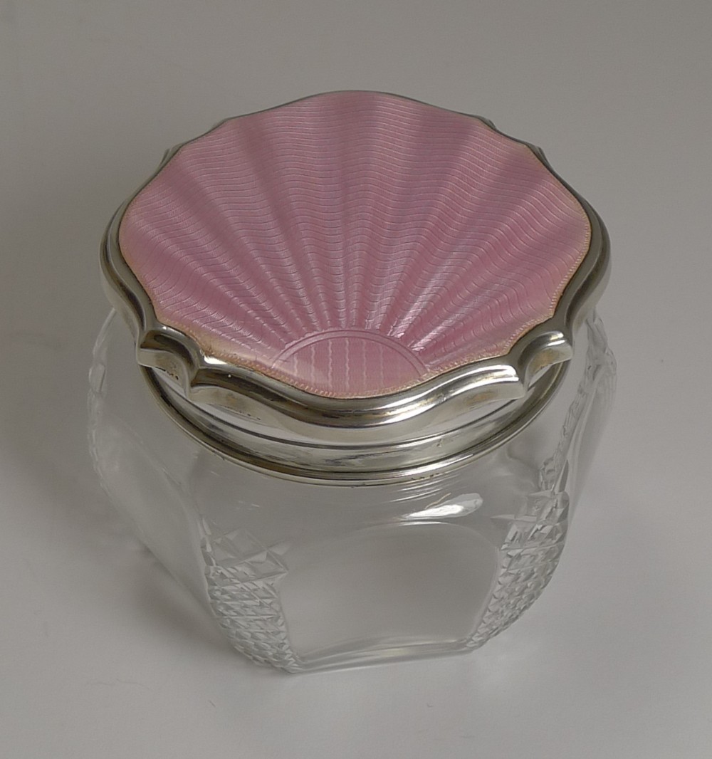 Art Deco Sterling Silver & Guilloche Enamel Lidded Box - 1929