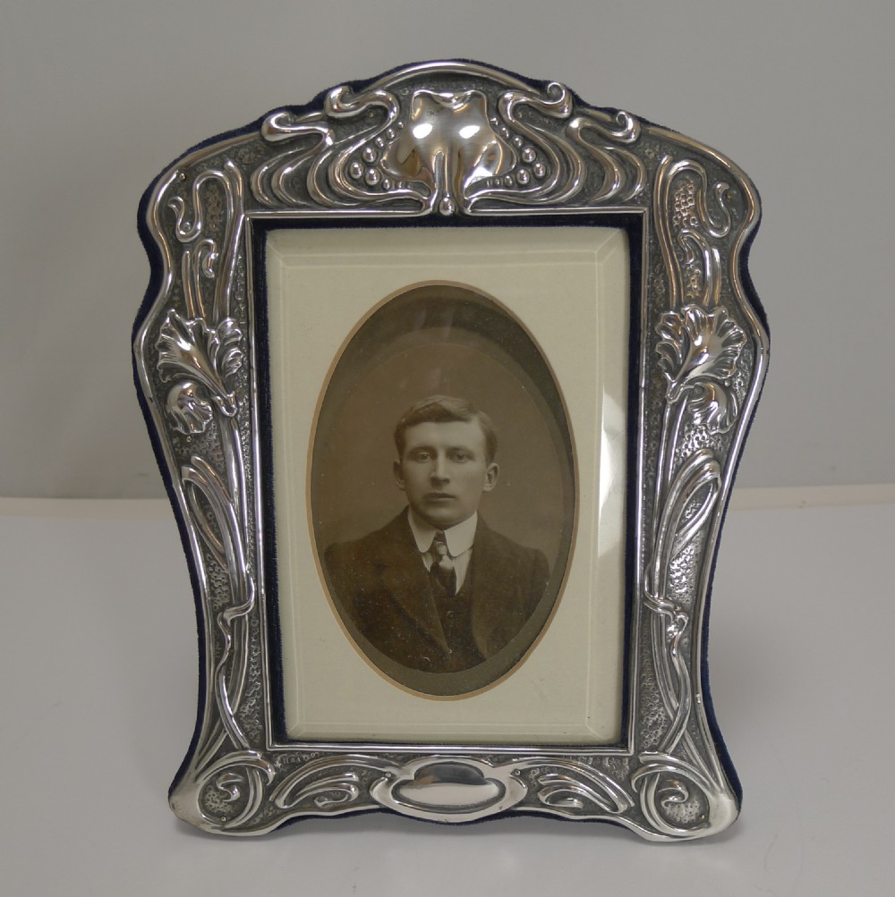 Outstanding English Sterling Silver Art Nouveau Photograph Frame - 1903