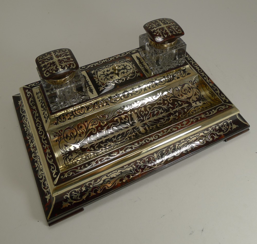 Finest Quality Antique English Boulle Inkstand c.1890