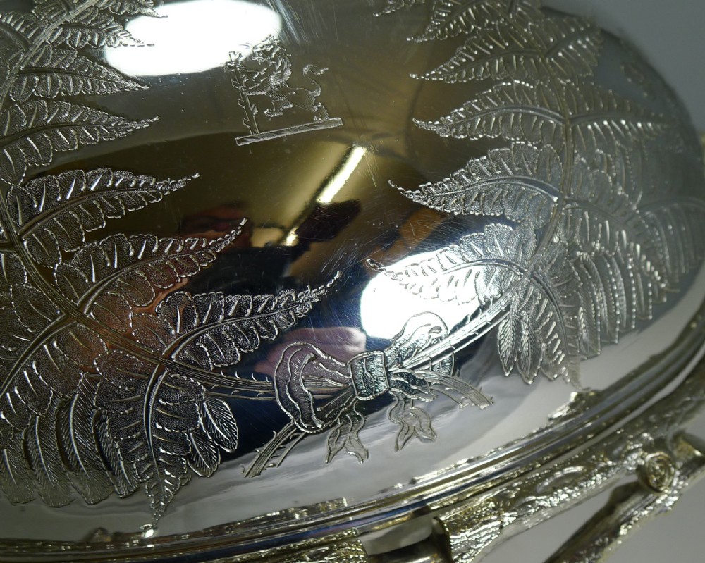Magnificent Antique English Revolving Breakfast Dish by Atkin Brothers c.1870 View X