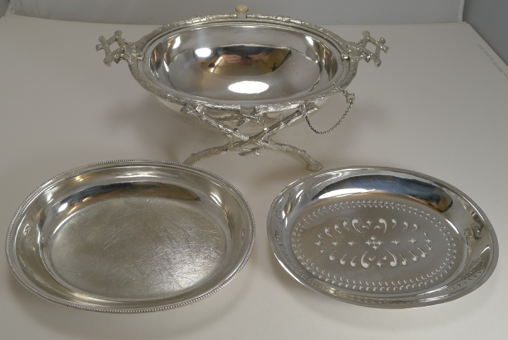 Magnificent Antique English Revolving Breakfast Dish by Atkin Brothers c.1870 View XII