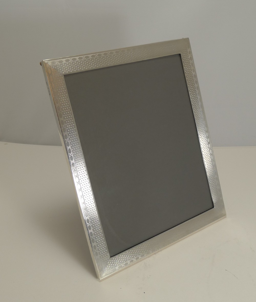 English Sterling Silver Engine Turned Photograph Frame