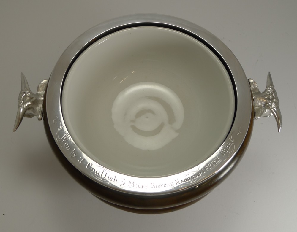 Rare Novelty English Figural Oak and Silver Plate Salad Bowl - Bull - 1888 View XII