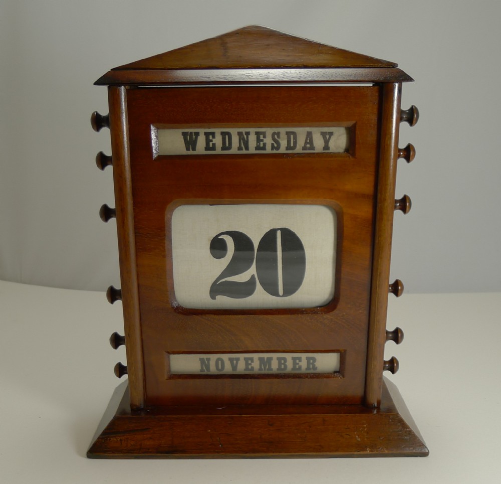 Oversized Antique English Mahogany Perpetual Calendar c.1900 - 12
