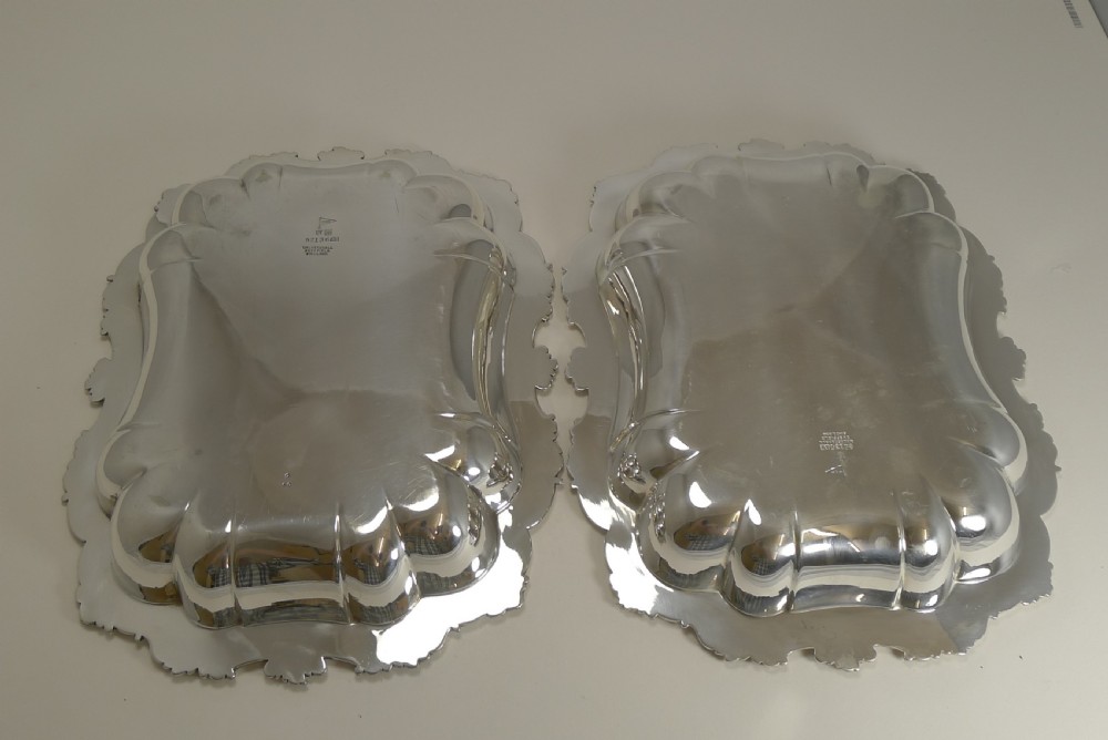 Fine Pair Antique English Entree Dishes in Silver Plate by Walker and Hall View VII