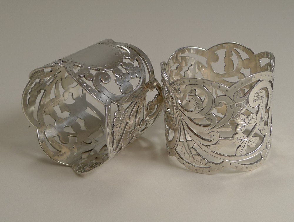 Fine Pair Antique English Sterling Silver Napkin Rings - 1906