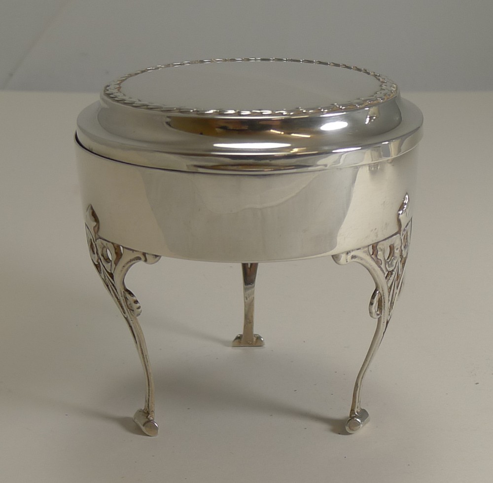 Elegant Tall English Sterling Silver Jewellery Box - 1907