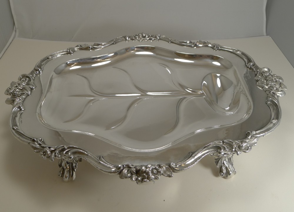 Magnificent Georgian Warming Meat Serving Dish in Silver Plate c.1820